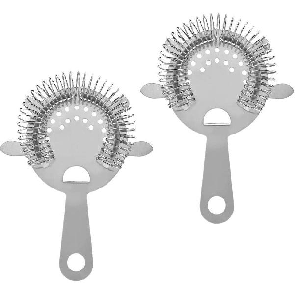 2 Pack of Cocktail Strainer Stainless Steel Bar Cocktail Strainer Filtering Tool for Bar Restaurant Home