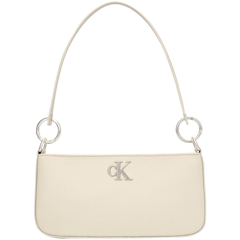 Calvin Klein Модная Классическая Минималистичная Металлическая Молния с Буквой Сумка через Плечо из Смешанных Материалов Среднего Размера Женские Сумки Молочно-Белая DH3237-67U
