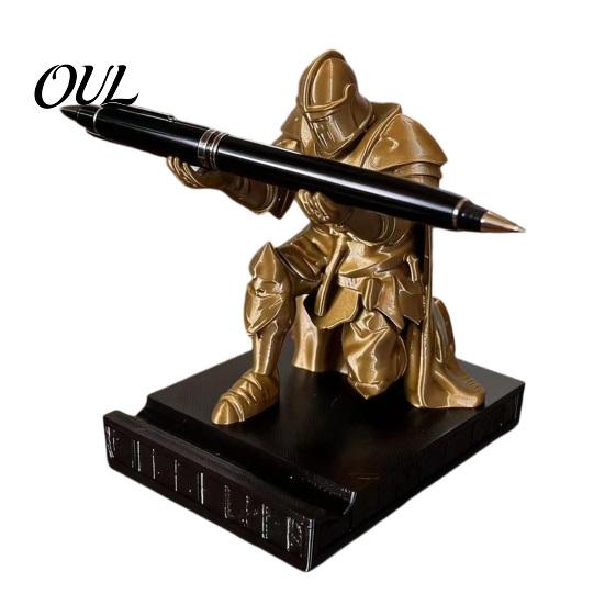 Pen Holder for Office Desk Kneeling Knight Holder, 3D Printed Armor Warrior Scratch-resistant Accessory Organizer, Executive Rest Office, Medieval