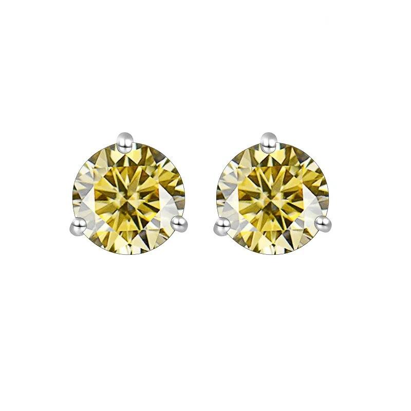 S925 Sterling Silver Round Anniversary Stud Earrings 0.5CT/1CT Trendy Style Moissanite Earrings For Women Couple Gift