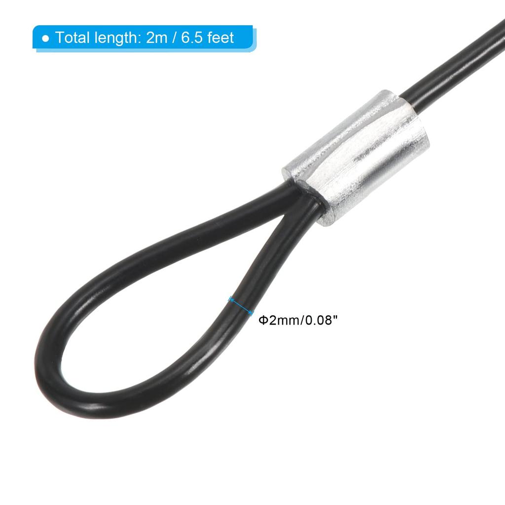 PATIKIL 4pcs Security Wire 2m Diameter 2mm Double Loop Stainless
