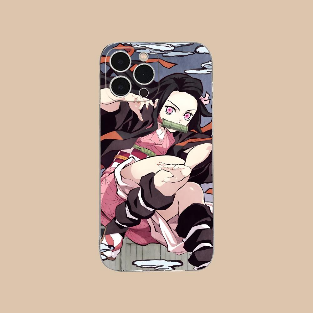 Demon Slayer Anime Nezuko Phone Case for iPhone 16 15 14 13 12 11 X XR XS 8 6 Pro Max Plus Mini Clear Colour Protective Luxury