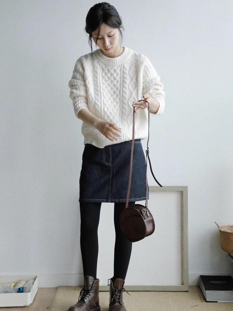 Women's French Wool Cable Knit Sweater - Loose, Thickened, Cashmere, Slimming Autumn/Winter Outerwear