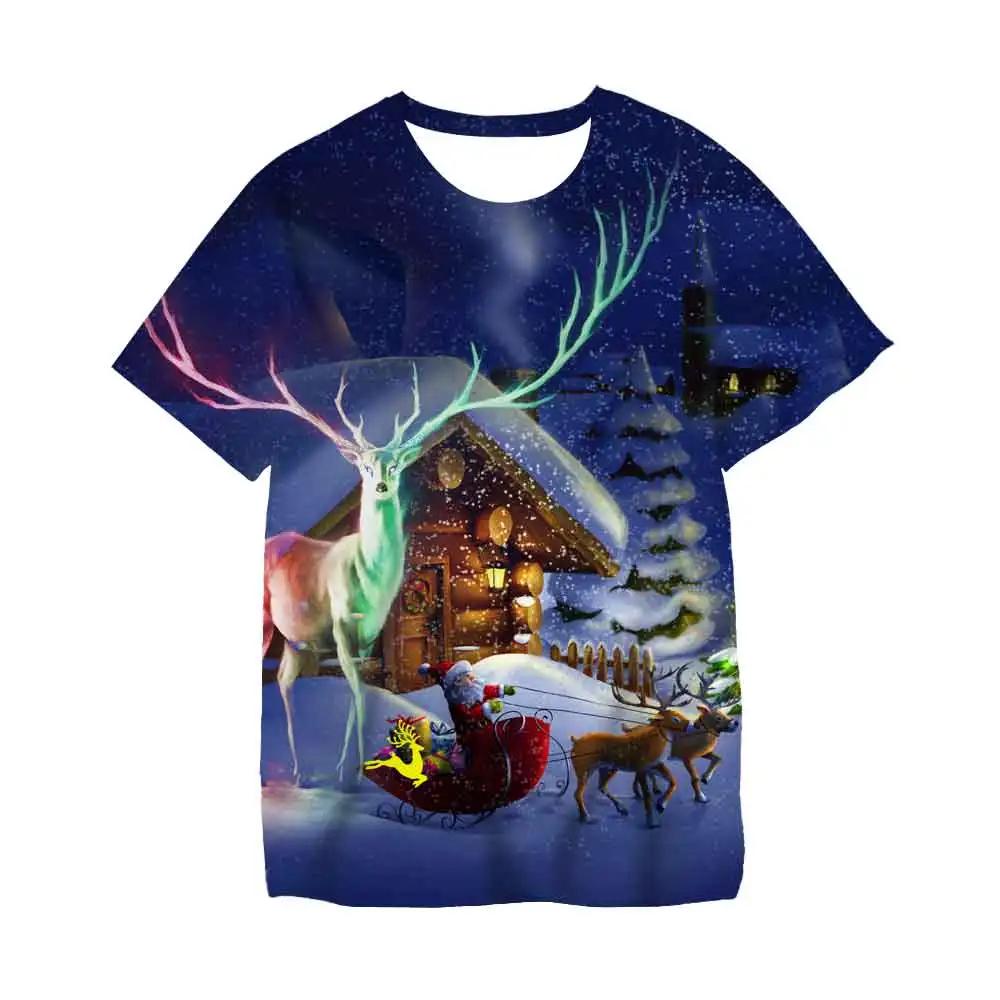 Kawaii Christmas Tshirts 3D Print Santa Claus SnowmanT Shirt Fashion Kids Casual Boys Girls Unisex Round Neck Tshirt Tops