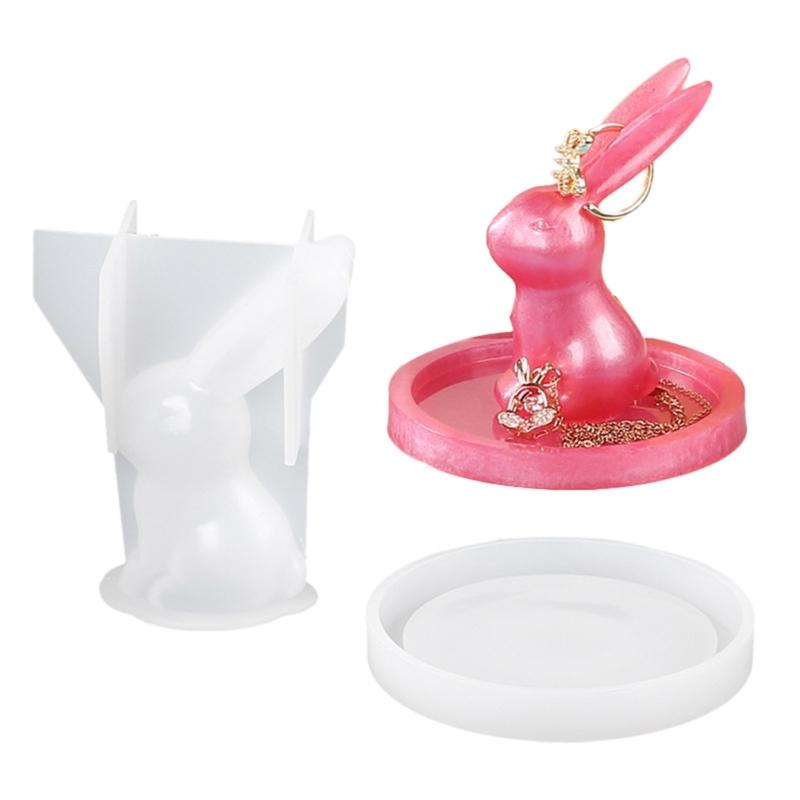 Cute Rabbit Ring Holder Silicone Molds Bunny Jewel-Display Organizer-Resin Casting-Moulds DIY Engagement Gift for Women