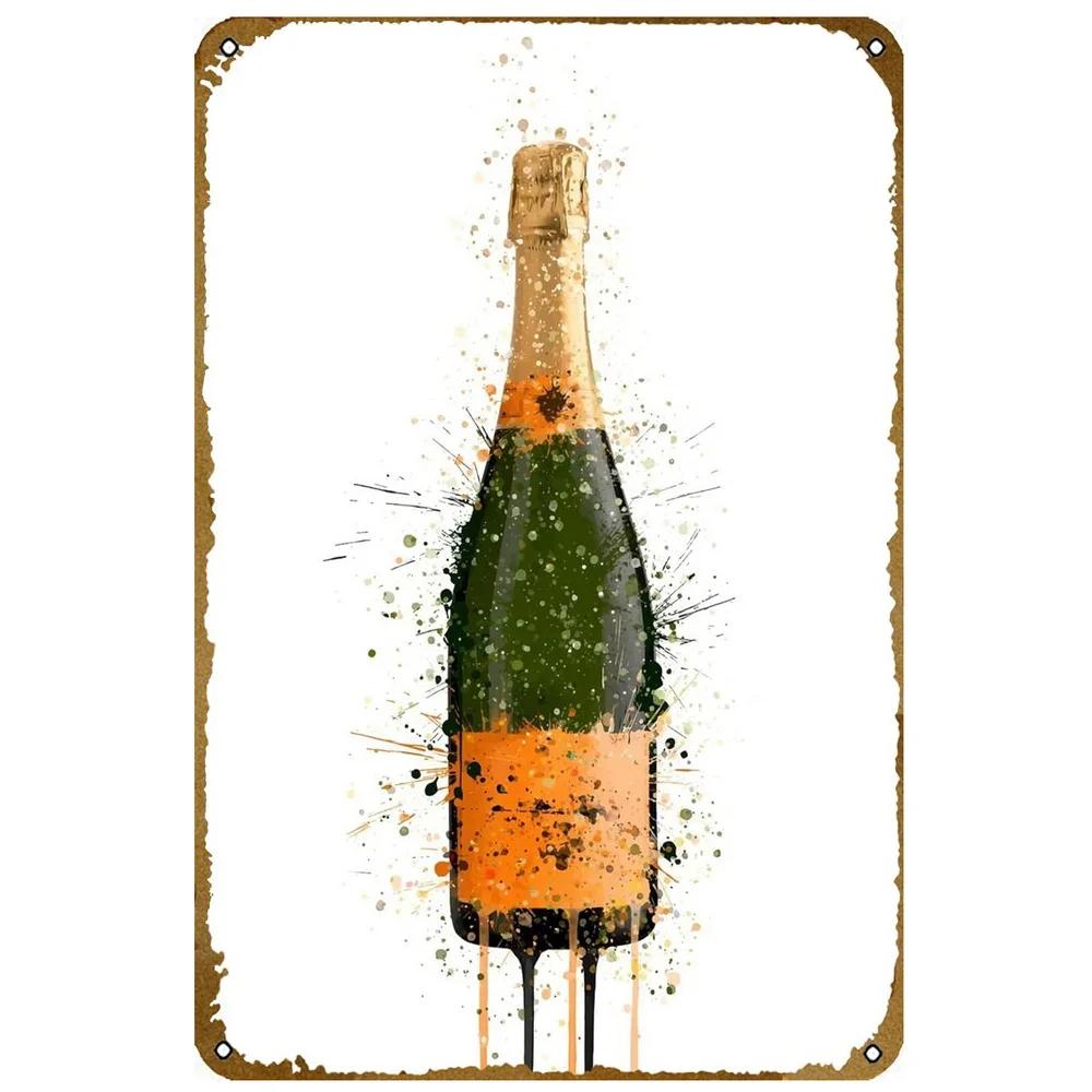 Металлические жестяные таблички Шампанское Апероль Настенная декоративная табличка Винтажный художественный плакат Железная живопись для мужской пещеры Дома Кафе Сада Клуба Бара