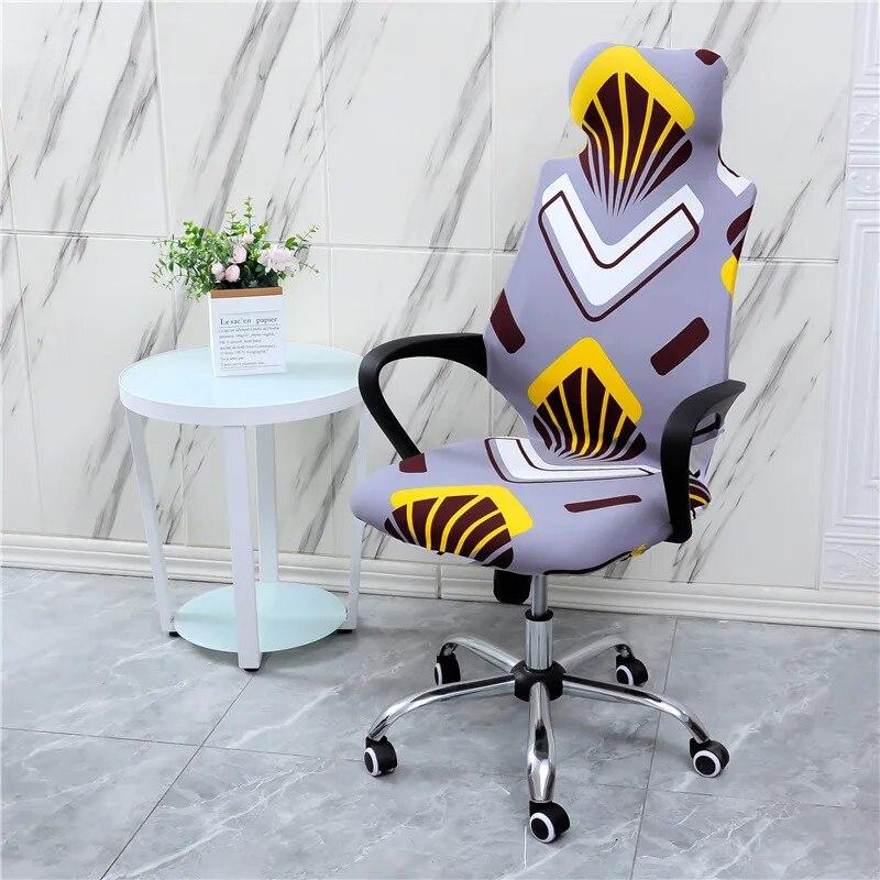 Stretch Game Chair Cover with Headrest for Office Internet Cafe Computer Armrest Gaming Chair Covers Printed Fabric Seat Case