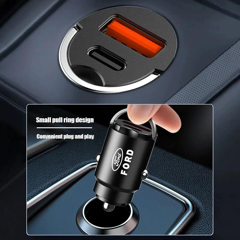 Автомобильная наклейка Автомобильная наклейка 2025 Горячий автомобиль 200 Вт Двухпортовый мини USB Type-C Быстрое зарядное устройство Ультрабыстрая зарядка Прикуриватель Для Ford