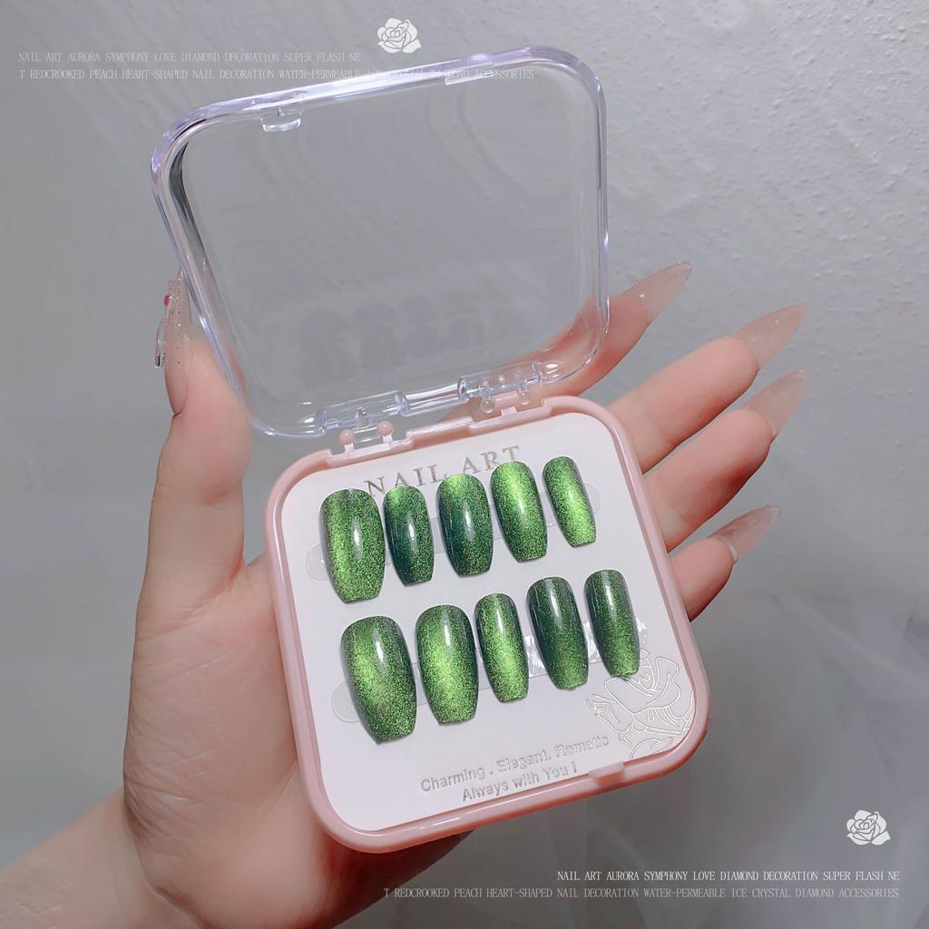 Нейл-арт Ношение ногтей Spar Cat Eye Flash Diamond Nail Patch Ношение ногтей Handmade Nail Art Поддельные ногти