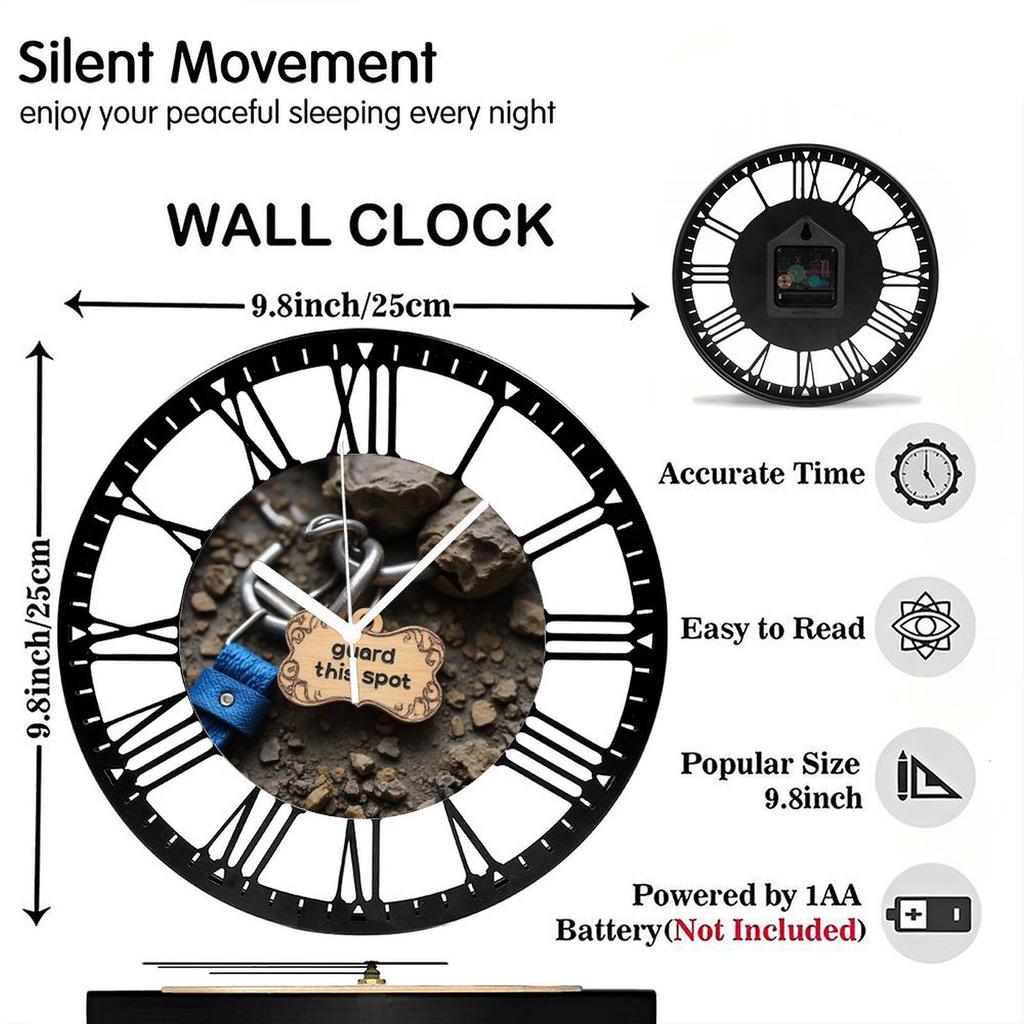 25cm Architectural Iron Wall Clock with Modern Roman Numeral Font