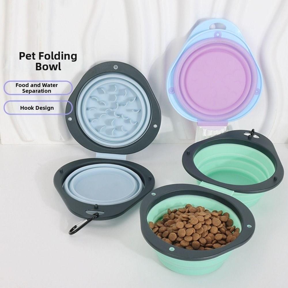 Double Bowl Collapsible Dog Dish Food Grade Pet Food Water Feeding Tray Cat and Dog Use