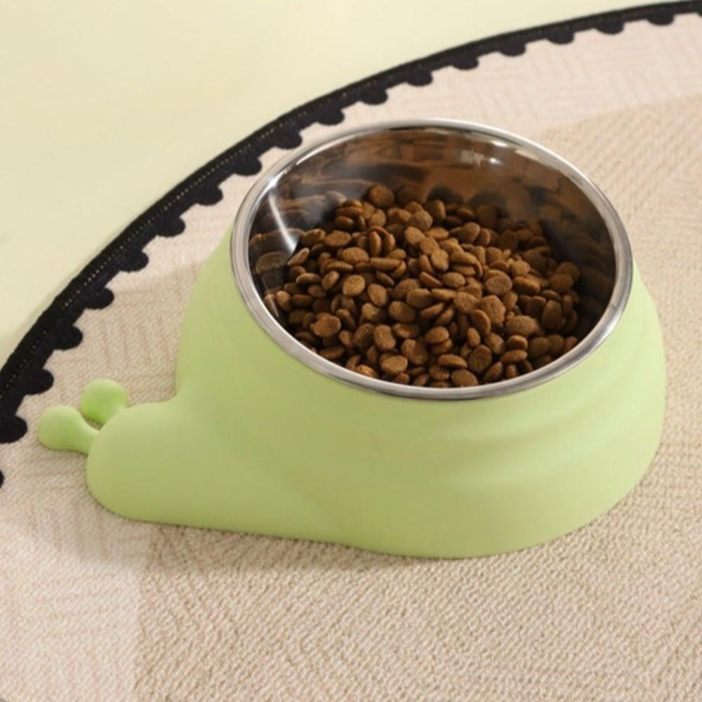 Stainless Steel Pet Cat Feeder Bowl Snail Shap Anti-leakage Cat Water Feeder Anti-spill Non-slip Food Water Bowls For Dogs Cats