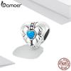 BAMOER бусина в форме сердца из стерлингового серебра 925 пробы, подарок в виде любви, подвеска для изготовления браслета или ожерелья, ювелирные изделия, синий опал, подарок на день рождения