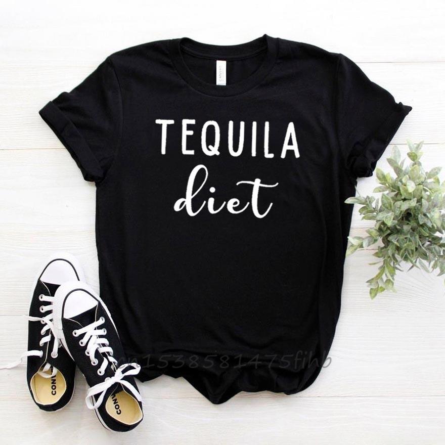 Tequila Diet Women Tshirt No Fade Premium Casual Funny T Shirt For Lady Girl Woman T-Shirts Graphic Top Tee Customize