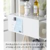 Yamazaki Tower Magnetic Kitchen Paper Holder with Tray, White, Approx. W30.2 x D17 x H17.5cm, Fits Large Paper, Includes Hooks, Organizes Kitchen Acce