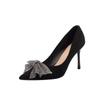 Fashion High Heeled Shoes for Women In South Korea Bow Knot Rhinestone Single Shoes 2024 New Pointy Fashion High-heeled Shoes for Women