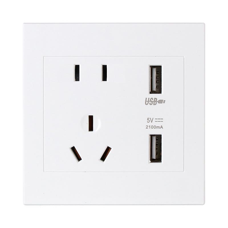 Скрытая настенная панель розеток с двумя USB-портами и пятью розетками