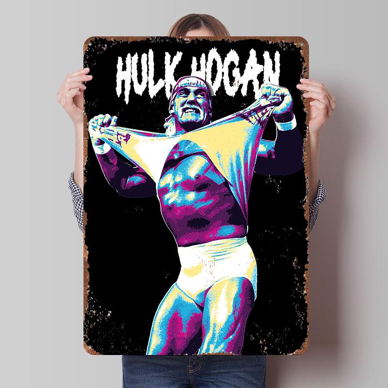 Hulk Hogan Printed Posters Customizable Wall Art Retro Vintage Metal Tin Signs for Home Room Garage Decoration Gaming Desk Decor