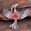 Crystal Healing Pendant, Reiki Pendant, Carnelian Gemstone 925 Sterling Silver Phoenix Bird Pendant Ap4686
