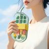Крутая летняя бутылка-стакан со льдом, 2-в-1, аппарат для изготовления льда с трубочкой, герметичная бутылка для воды с кубиками льда, портативный контейнер для напитков для путешествий
