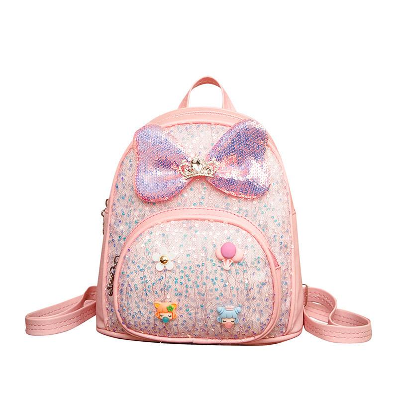 Baby Girl Backpack Pu Material With Glitter Sparkle For Preschool Kids