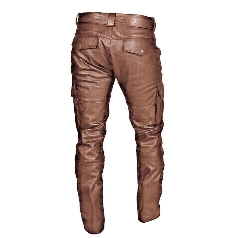 Мужские красивые кожаные брюки, винтажные готические мотоциклетные кожаные брюки Diablo Rock, кожаные брюки из искусственной кожи