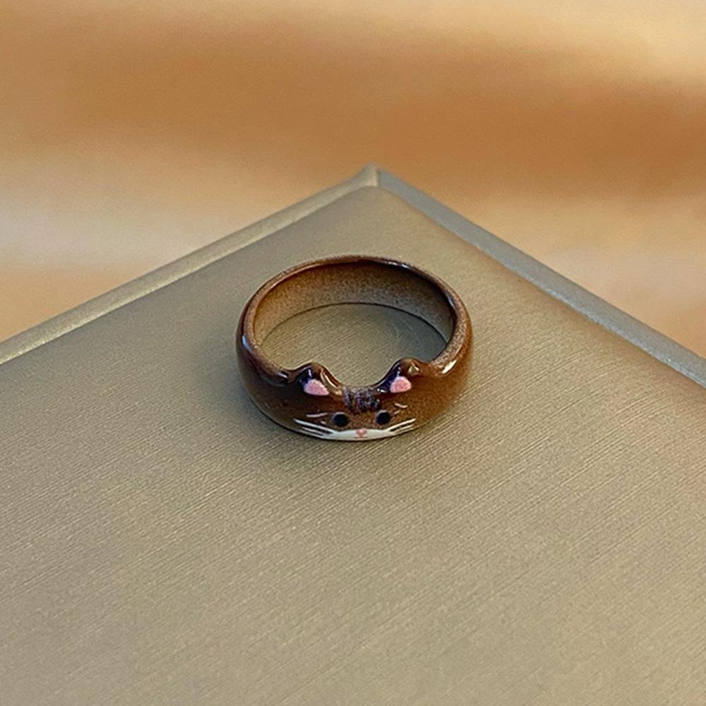 Кольцо с мультяшным котом, Креативное кольцо с девичьей индивидуальностью, Простое и универсальное женское кольцо в форме животного