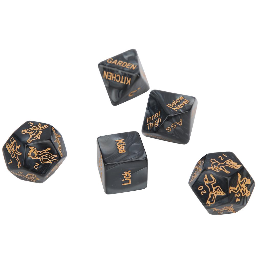 5pcs Valentine"s Day Couple Dice Lovers Bachelor Party Multiple Pose Sexual Dice Toy Black