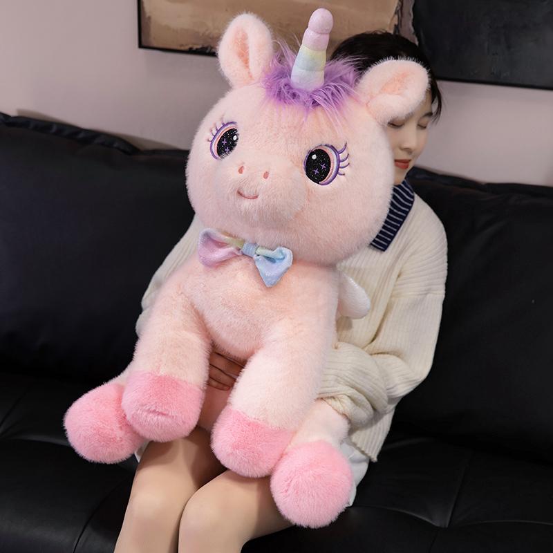 35-60cm Cute Soft Rainbow Angel Unicorn Plush Doll Pillow With Wings Flying Horse Animal Stuffed Toy Home Decor Gift