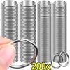 20/200pcs DIY Polished Silver Keyring Stainless Steel Hole Round Key Ring Chain Rhodium Plated Round Split Keychain Wholesale