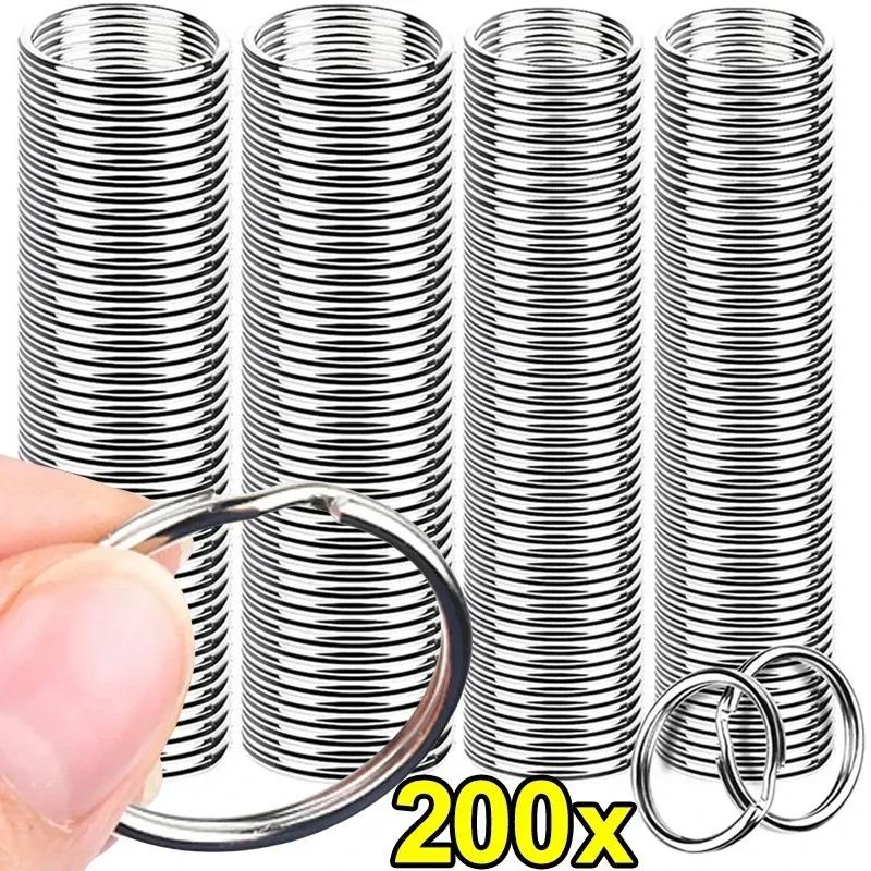 20/200pcs DIY Polished Silver Keyring Stainless Steel Hole Round Key Ring Chain Rhodium Plated Round Split Keychain Wholesale