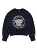 LA MAISON STUDIO [Fleece Line Selection] Women'S Crop Bear Friends Embossed Embroidery Sweatshirt Navy (Fcb3Ts355W)