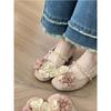 Retro Camellia Word with Shallow Mouth Mary Jane Shoes Women's Small Ballet Shoes