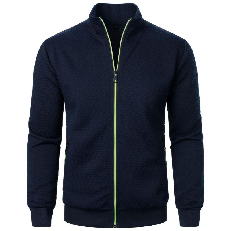 Men S Colorful Zip Stand Collar Casual Cardigan Sweatshirt