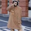 2023 Winter Sweaters Oversize Women Patchwork Wadded Fake Two-Piece Pullover Turtleneck Knitting Plaid Loose Sweater