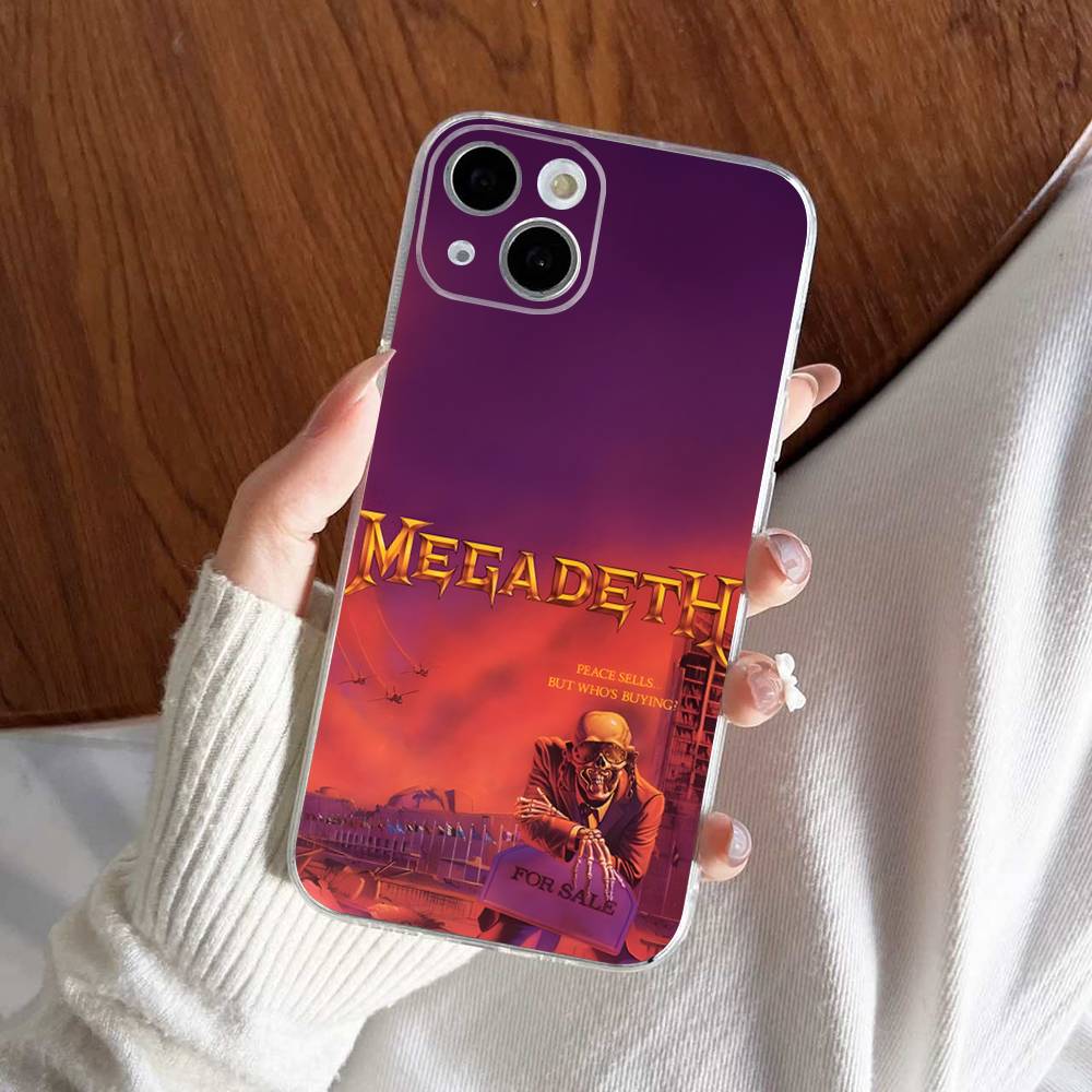 Логотип M-Megadeth для iPhone 11 12 13 14 15 16 17 Pro Max Plus 13 Mini Силиконовый Мягкий Прозрачный Задник