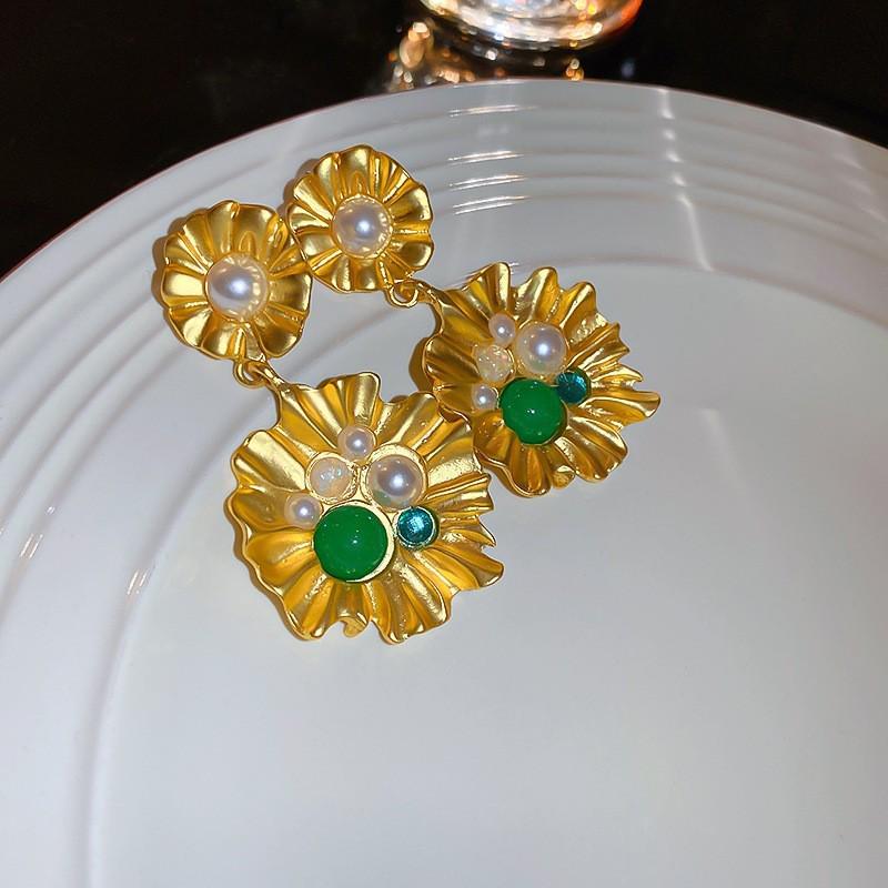 Винтажные серьги-кисточки в виде круглых цветов из серебряной иглы - Ретро металлические гвоздики для женщин