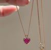Ожерелье-сердце с розовым бриллиантом Jinruixi - Французская легкая роскошь, Изысканный ретро-дизайн, Сладкая ключичная мода.