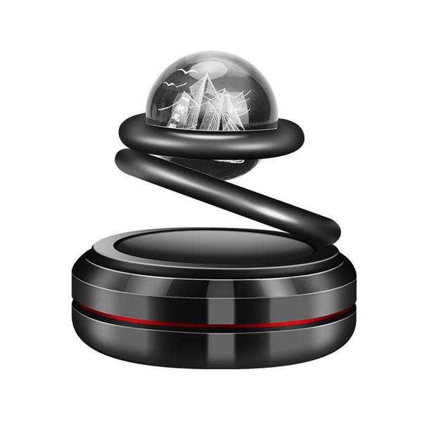 Solar Car Rotating Creative Ornaments Car Aromatherapy Air Freshener Aluminum Alloy Decoration Accessories