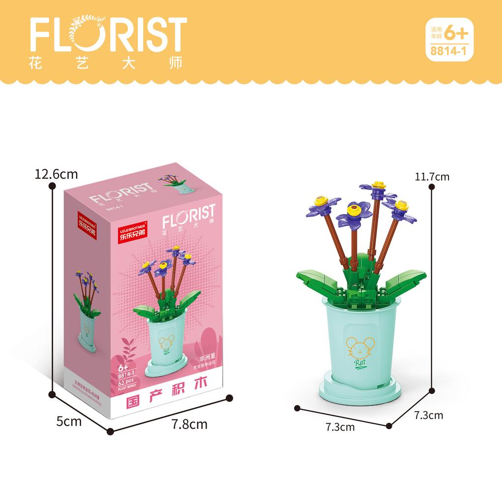 Tiny Particles Building Block Bouquet Potted Succulents Compatible Tabletop Ornament Model Educational Assembly Toy