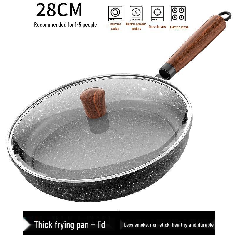 Maifan Stone Non-Stick Frying Pan, Multifunctional Flat-Bottom Pan for Gas or Induction Cooktops