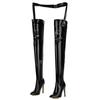 Fashion Fashion Belt Women's Thigh High Boots Over-the-knee Boots Female Heeled Patent Leather White Red Fetish Long Shoes Lady Big Size