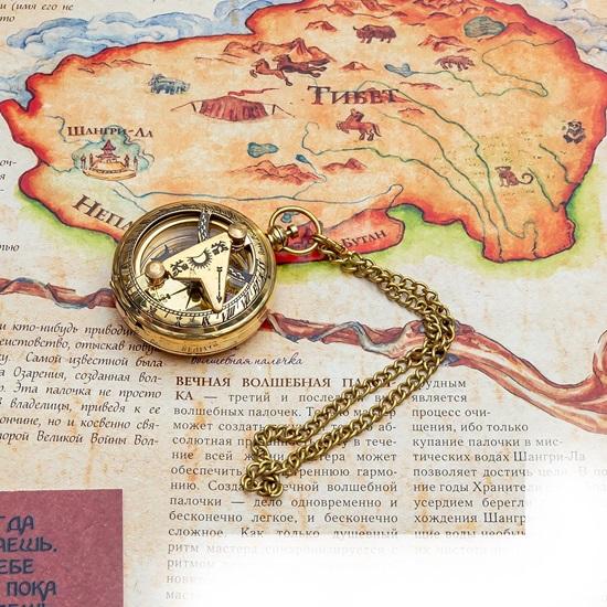 Латунные кнопочные солнечные часы компас морской подарок