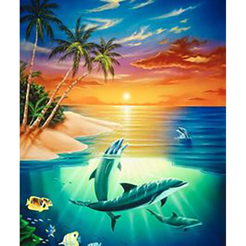 Diy Дельфин 5D алмазная живопись полная круглая дрель животное Алмазная вышивка мозаика комплект для вышивки крестом настенное искусство домашний декор подарок