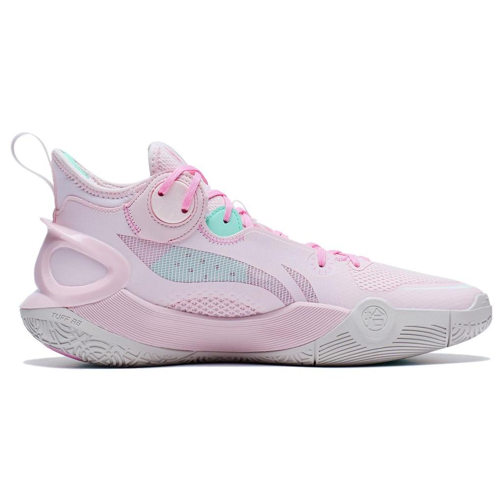 Li Ning Sonic 10 Fabric Shock Absorption Non-Slip Mid-Top Basketball Shoes Unisex Basketball Shoes Primrose-Pink ABAS069-51