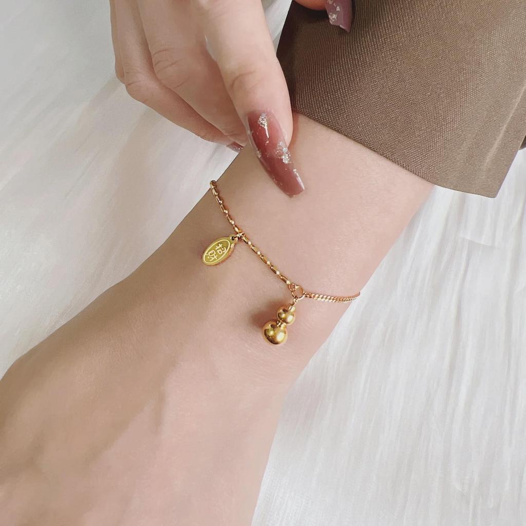 2022 Lucky Gourd Women's Bracelet: New High-End 18k Gold-Tone Titanium Steel, Summer Style, Durable & Non-Fading