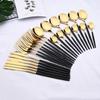 24Pcs Blacak Gold Stainless Steel Flatware Set Western Knife Fork And Spoon Restaurant Cutlery With Gift Box Suitable For Gifts