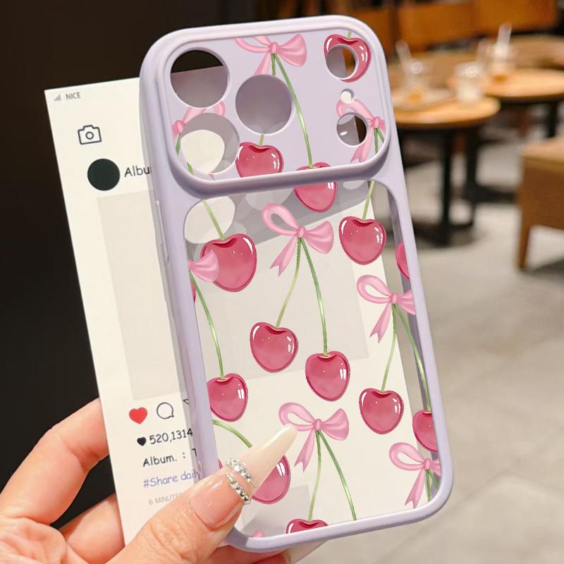 Чехол Фрукты Вишни Для iPhone 17 Pro Max Для iPhone 16 15 14 13 Pro Max Роскошный Гибридный TPU+PC Прозрачная Задняя Панель Жесткий Чехол