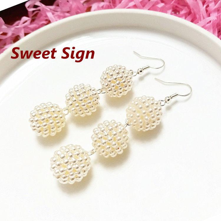 S925 Tremella Hook Gypsy Spherical Pearl Earrings Earrings Dongdaemun Popular Flower Earrings Women's Versatile