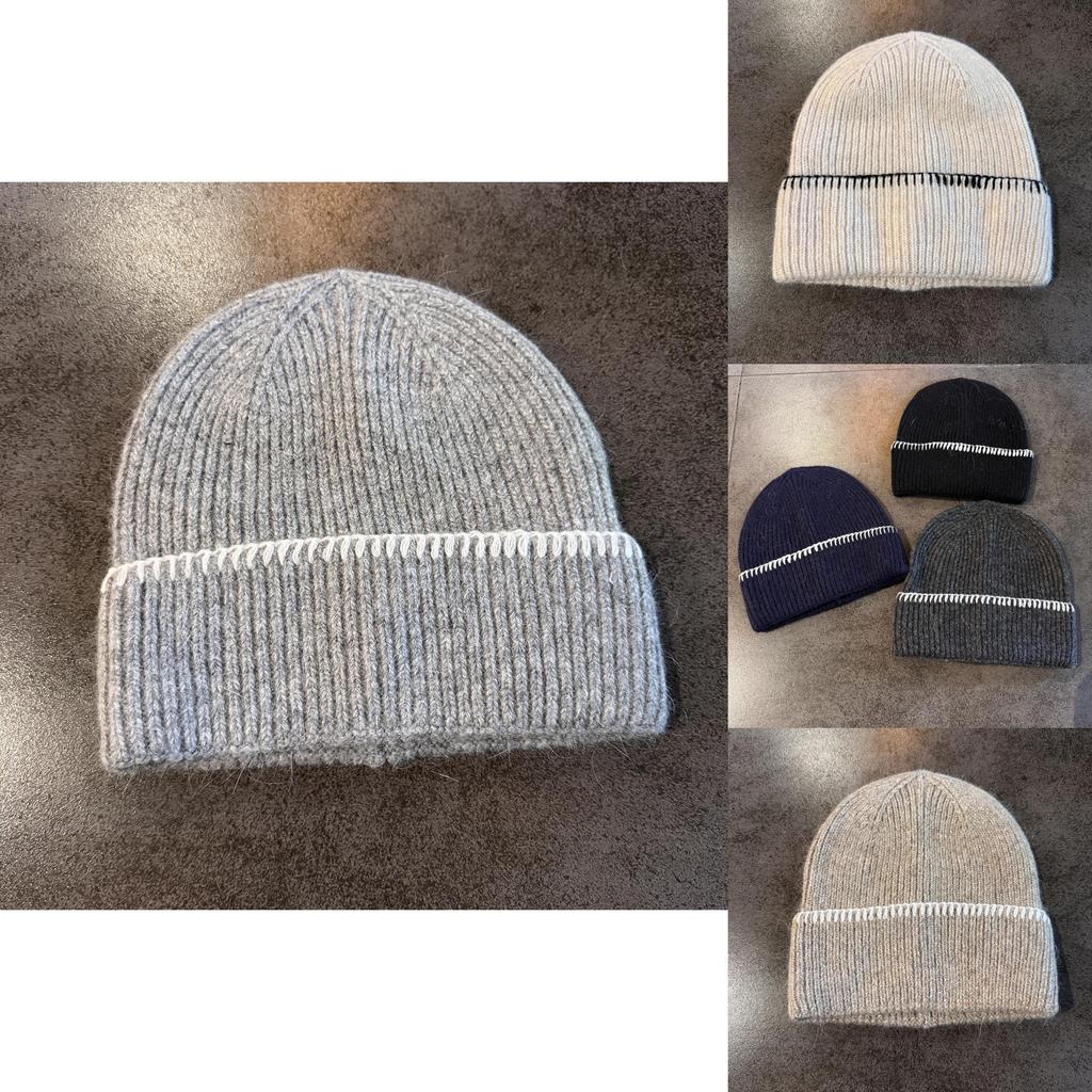 Simple Knitted Hat With Solid Color Design For Autumn And Winter